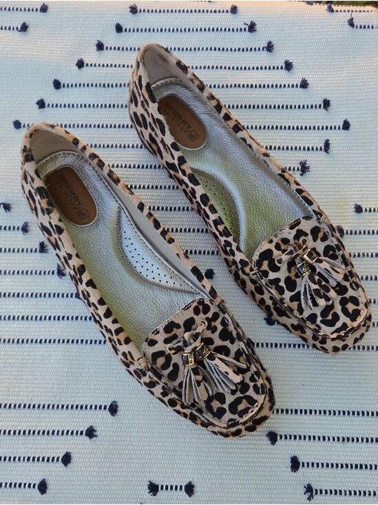 Sperry Shoes - Sperry Top Sider Leopard Print Tassel Loafers Tan/Brown/Black Women's 9